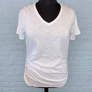 NWT LANE BRYANT V-Neck Ruched-Side Tee - 10/12 White